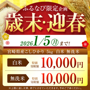 【歳末感謝】令和7年産  こしひかり 5kg （白米） 宮崎県産 | お米 選べる 白米 無洗米 五ヶ瀬町