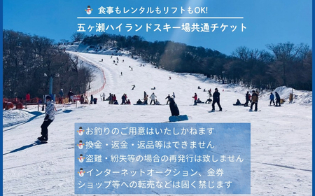 五ヶ瀬ハイランドスキー場 共通券 5,000円分(1,000円 × 5枚) 