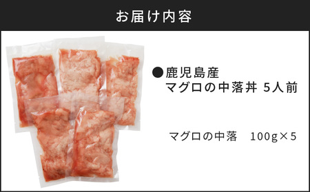 鹿児島産 マグロ の 中落丼 5人前 K100-004 キハダマグロ 刺身 生 中落 丼 かけるだけ ボリューム 小分け 冷凍 真空パック 流水解凍 新鮮 便利 ノンドリップ  薩摩 さつま 鹿児島県 鹿児島市 鹿児島 お土産 特産品 贈り物 贈答 プレゼント ギフト