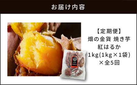 【全5回】【畑の金貨】 焼き芋 紅はるか 1kg 定期便　K181-T01 焼いも 焼芋 さつまいも 紅はるか 冷凍 畑の金貨 甘いも販売所 甘いも 甘芋 完熟 熟成  糖度 蜜 蜜芋 蜜いも 送料無料 鹿児島市 土産 贈り物 プレゼント ギフト 贈答 加治木産業