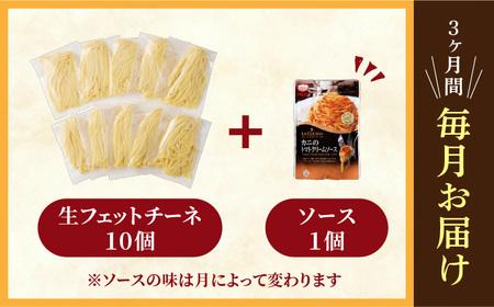 【 3ヶ月 定期便 】 生フェットチーネ 10個 お手軽ソース1個付き K036-T13 定期 パスタ 麺 麺類 フィットチーネ 生パスタ 生麺 もちもち 美味しい おいしい 簡単 お手軽 時短 カンタン お手頃 選べる セット 高評価 パスタソース ソース ソース付 保存料不使用  全国学校図書館協議会 選定図書 生パスタは自販機で MCC 冷蔵便 冷凍可 業務用 おうちでおすすめ 快笑 ふるさと納税 鹿児島 おすすめ ランキング プレゼント ギフト