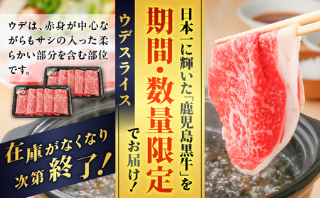 【 期間 ・ 数量限定 】鹿児島 黒牛 ウデスライス セット （ 計600g ） K127-015 牛 牛肉 肉 鹿児島黒牛 鹿児島黒牛ウデスライス ウデ肉 期間限定 和牛 和牛日本一 日本一 ブランド牛 ブランド ブランド肉 すきやき しゃぶしゃぶ 牛丼 冷凍 なくなり次第終了 内閣総理大臣賞 受賞 美味しい おいしい 贅沢 ご褒美 鹿児島県経済農業協同組合連合会 ふるさと納税 鹿児島 おすすめ ランキング プレゼント ギフト