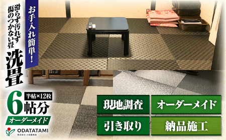 現代の名工カンパニー特製！ ペット・介護向け ペット・介護用 滑らず 汚れず 傷のつかない 洗える畳 『 洗畳 』 縁無琉球畳 新調 6帖 サイズ （ 畳 半帖サイズ 12枚 ） K348-010