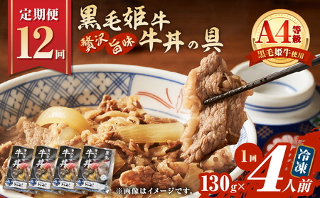 【 全12回 定期便 】黒毛姫牛 贅沢旨味 牛丼 の 具（4食分） K258-T08_04b 肉 牛肉 惣菜 総菜 冷凍