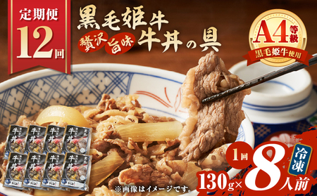 【 全12回 定期便 】黒毛姫牛 贅沢旨味 牛丼 の 具（8食分） K258-T08_08b 肉 牛肉 惣菜 総菜 冷凍