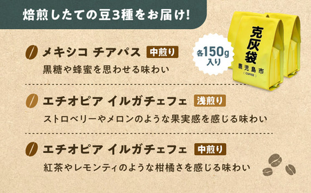 【5営業日以内に発送】克灰袋 の コーヒー豆 150g×3種 K384-001 コーヒー コーヒー豆 自家焙煎 スピード配送 最短 すぐ届く お急ぎ