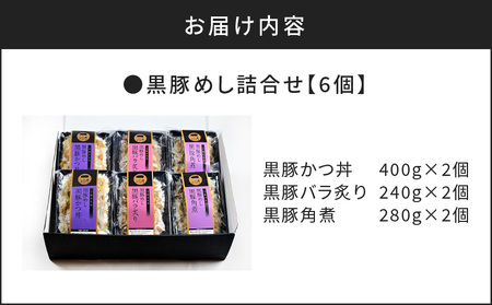 【 かごしま黒豚 六白亭 】 黒豚めし 詰合せ 6個 K163-004 肉 豚肉 惣菜 総菜 冷凍