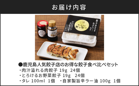 鹿児島人気餃子店のお得な餃子食べ比べセット K118-001 餃子 ぎょうざ ギョーザ 鹿児島人気餃子 食べ比べ 肉餃子 野菜餃子 タレ ラー油 バラエティ セット 餃子セット ぎょうざセット ギョーザセット ぎょうざのみっちー 薩摩 さつま 鹿児島県 鹿児島市 鹿児島 お土産 特産品 贈り物 贈答 プレゼント ギフト