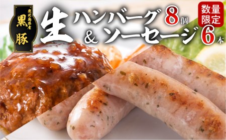 【毎月数量限定】黒豚生ハンバーグ8個＆黒豚生ソーセージ2P「黒豚グリル三昧」 K086-019 薩摩 さつま 鹿児島県 鹿児島市 鹿児島 大人気ハンバーグ 人気ハンバーグ 大人気生ハンバーグ 人気生ハンバーグ 大人気黒豚 人気黒豚 大人気ソーセージ 人気ソーセージ ハンバーグ 生ハンバーグ 黒豚 ソーセージ ウインナー 豚 生ソーセージ かごしま黒豚 肉汁