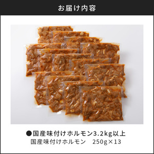 【 ナンチクファクトリー 】 国産豚 味付けホルモン 3.2kg 以上（F） K073-007 送料無料 鹿児島市 もつ ホルモン モツ ほるもん 国産 豚 味付き 加工肉 加工品 惣菜 おかず 食品 時短 焼くだけ おすすめ ギフト プレゼント 焼肉 BBQ キャンプ 小分け 大容量 ボリューム ナンチク