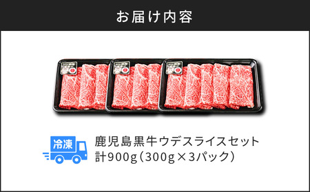 （D-3501） 鹿児島黒牛 ウデ スライス セット 計 900g　K127-009 肉 牛 和牛 黒毛和牛 黒牛 かごしま黒牛 薄切り すき焼き しゃぶしゃぶ 鹿児島市 JA 経済連 日本一 全国一