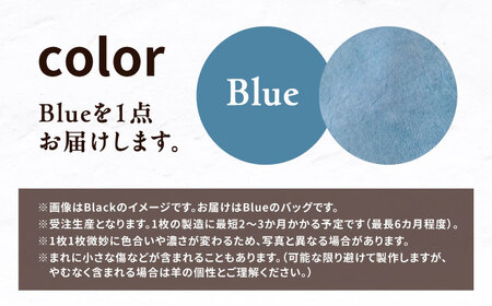 【1点もの】羊のくるくるバッグ（青）　《足寄町》【石田めん羊牧場】[BEAD006]