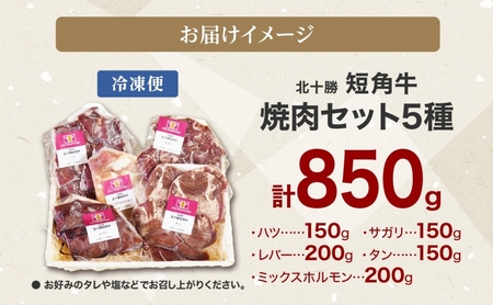 北海道 北十勝 短角牛 焼肉 5種 タン ミックスホルモン サガリ ハツ レバー ホルモン 焼き肉 和牛 牛肉 肉 国産 ご飯 贅沢 冷凍 ギフト 北十勝ファーム 送料無料