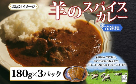 北海道 十勝 羊のスパイスカレー 180g 3パック 北海道産 羊肉 マトン 羊 カレー カレーライス マトンカレー スパイスカレー スパイス 石田めん羊牧場 羊SUNRISE シャンカール・ノグチ グルメ お取り寄せ 冷凍 ギフト 送料無料 足寄 