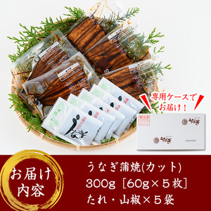 【年内配送12月8日入金まで】鹿児島県大隅産『カット』うなぎ蒲焼５枚300g 937-1