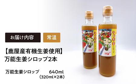 1622 【鹿屋産有機生姜使用】万能生姜シロップ2本 KN046-001-01 マーケティングビー ふるさと納税 鹿児島 鹿屋市 おすすめ ランキング プレゼント ギフト