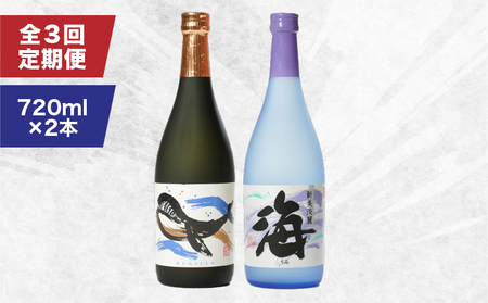 2157 【定期3回】人気焼酎!海&くじらのボトル720mlセット(計6本) KN043-T01 焼酎 酒 お酒 アルコール 芋焼酎 定期便 定期 地酒 水割り お湯割り ロック ストレート ソーダ割り ご褒美 贅沢 髙山商店 ふるさと納税 鹿児島 鹿屋市 おすすめ ランキング プレゼント ギフト