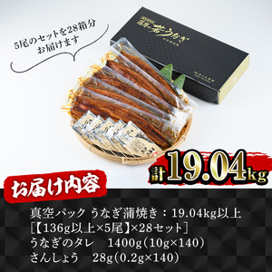 【年内配送12月15日入金まで】鹿児島県産うなぎ蒲焼き140尾セット 2469