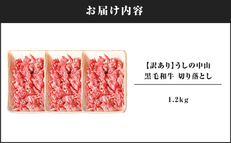 2872 【訳あり】うしの中山 黒毛和牛 切り落とし 1.2kg KN050-030 nixy 中山亭 鹿屋店ふるさと納税 鹿児島 鹿屋市 おすすめ ランキング プレゼント ギフト