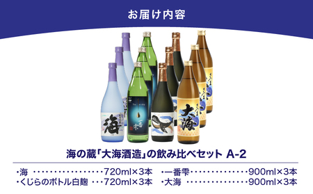 【 超特急便 】1796 海の蔵「 大海酒造 」の 飲み比べ セット！A-2（ 合計12本 ） KN043-002-02 髙山商店 ふるさと納税 鹿児島 鹿屋市 おすすめ ランキング プレゼント ギフト スピード配送 スピード発送 最短 すぐ届く お急ぎ