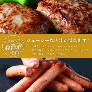 鹿籠豚ハンバーグ＆ソーセージセット 枕崎産黒豚使用 A6-5_肉 豚肉  ぶたにく ブタ ポーク  肉 ハンバーグ 豚肉   肉 ソーセージ・ウインナー 豚肉 _【配送不可地域：離島】【1166980】