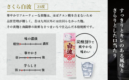 【さくら白波】25度【900ml】×6パックセット B3-61_酒・アルコール 芋焼酎 焼酎 _【配送不可地域:離島】【1466198】