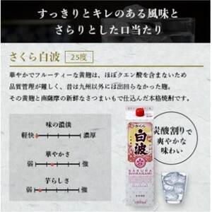 【さつま白波】【黒白波】【さくら白波】25度・1800ml　各2パックセット C7-9_酒・アルコール 芋焼酎 焼酎 _【配送不可地域：離島】【1466761】
