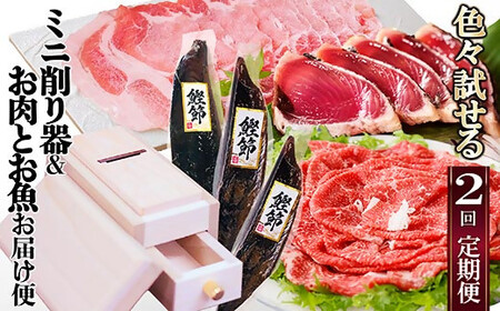 定期便2回配送　いろいろ試せる!ミニ削り器＆お肉・お魚お届け便　CC0-0003【1507436】