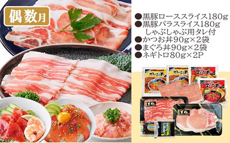 定期便2回配送　鹿児島県産黒毛和牛・黒豚　CC0-0001_肉 ハンバーグ 牛肉   肉 ステーキ 牛肉 ビーフステーキ  肉 焼肉 牛肉 やきにく ヤキニク バーベキュー  魚介・海産物 うなぎ  ウナギ 鰻  肉 黒毛和牛 牛肉   肉 ハンバーグ 豚肉   魚介・海産物 カツオ 鮮魚 かつお 鰹  魚介・海産物 マグロ 鮮魚 まぐろ 鮪  定期便 定期便  _【配送不可地域：離島】【1542064】