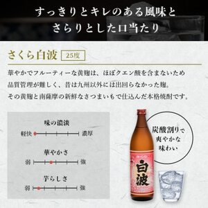 【本格焼酎】彩響・さくら白波【ソーダ割りが美味しい焼酎 900ml×2本】A3-349_酒・アルコール 芋焼酎 焼酎 _【配送不可地域:離島】【1551241】