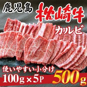 鹿児島 枕崎牛 【カルビ 500g】 焼肉 国産和牛 小分け 5P　B0-4_肉 焼肉 牛肉 やきにく ヤキニク バーベキュー_【配送不可地域：離島】【1562433】