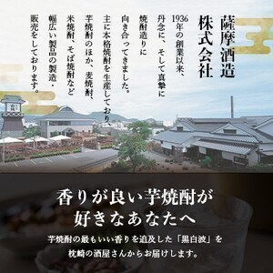 枕崎の定番焼酎【黒白波】900ml×1本セット X0-23【配送不可地域:離島】【1640547】