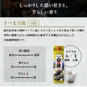 【毎月定期便】さつま白波＆黒白波＆さくら白波1800ml×各2パックセット GG5-0009全2回【配送不可地域：離島】【4069199】