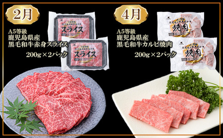 【発送月固定定期便】黒毛和牛食べつくし定期便(2.4kg)(枕崎市) HH5-0002全6回【配送不可地域：離島】【4072152】