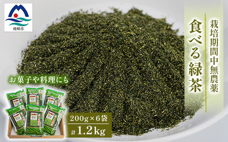 お茶の健康成分を丸ごと摂取!『食べる緑茶』【200g×6袋】“お菓子や料理などに使える”A3-269_鹿児島茶 緑茶 かごしま茶 一番茶 特上 煎茶 セット 人気 茶葉 香り高い 深い味わい お茶 旨み 甘み 国産 お取り寄せ 茶 鹿児島県 枕崎市 送料無料_【配送不可地域：離島】【1167062】