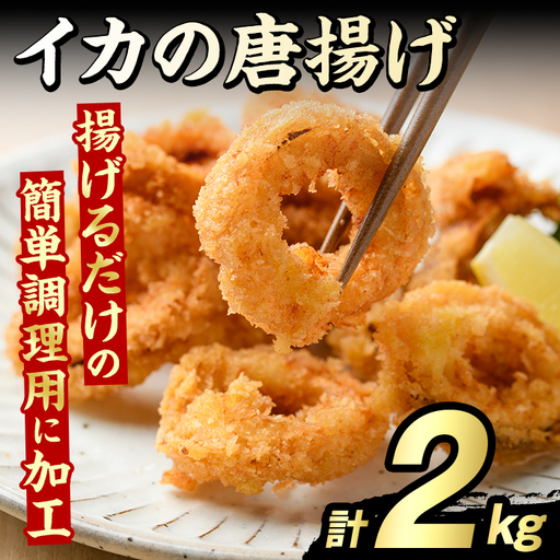イカの唐揚げ(計2kg) いか イカ 唐揚げ 揚げ物 からあげ おかず おつまみ 惣菜 リピート 魚介類 海産物 冷凍 加工品 国内加工 簡単調理 【グローバルフーズ】akn061-20