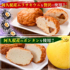 手づくり!3種のつけあげ満足セット(合計27枚入り)さつま揚げ 阿久根特産 ぼんたん 文旦 ムラサキウニ 雲丹 おかず おつまみ 【福美丸水産】akn033-18