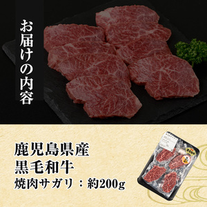 i1130 《毎月数量限定》鹿児島県産 黒毛和牛 焼肉サガリ (約200g) 牛肉 黒毛和牛 国産 鹿児島県産 サガリ 焼き肉 焼肉 冷凍 【中村精肉店】