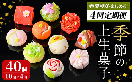 i537 ＜4回定期便＞季節の上生菓子セット(10個×4回・計40個) お菓子 和菓子 生菓子 定期便 四季 ギフト 贈り物 和スイーツ お祝い 個包装 冷凍 【リッチモン松元】