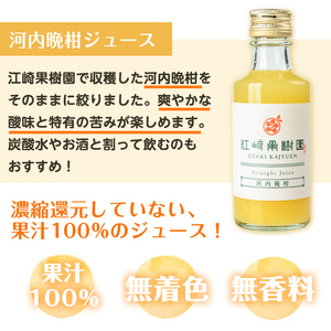 i834 河内晩柑ジュース(180ml×8本)飲料 ジュース みかん 蜜柑 果汁 100% 河内晩柑 無着色 無香料 ストレートジュース 安心安全 ギフト 贈り物 贈答【江崎果樹園】