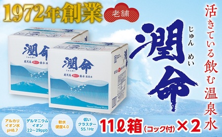 A1-1106／飲む垂水温泉水　潤命　22L（11L×２箱）