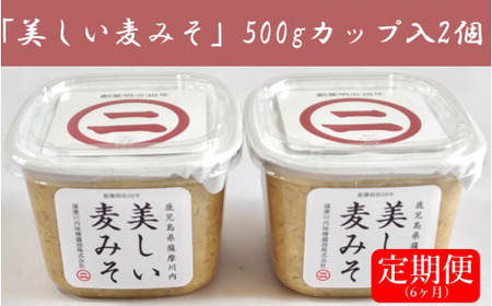 DS-007 【6カ月定期便】美しい麦味噌 500gカップ入り×2×6回