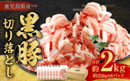 鹿児島県産黒豚 大容量 小分け パック 切り落とし 2kg（250g×8パック） 黒豚 黒豚切り落とし 切り落とし 豚肉 ウデ肉 肩肉　ASR-2165