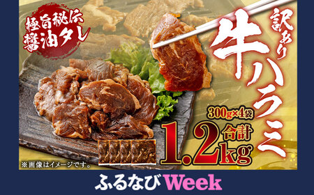 【ふるなびWEEK対象】やわらか 牛ハラミ（サガリ）肉 極旨秘伝醤油タレ漬け 合計1.2kg（300g×4袋）【訳あり】ハラミ 牛肉 ASF-0134 FN-Limited-PR