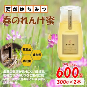 春のれんげ蜜 2本 セット 合計600g (300g×2本) 鹿児島 はちみつ 蜂蜜 れんげ蜜  AS-8108