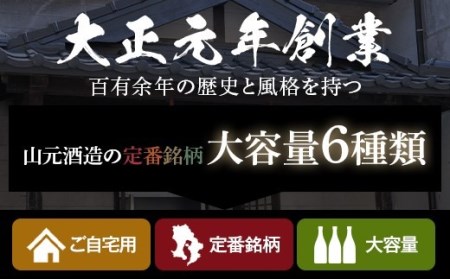 ESR-208　山元酒造 芋焼酎豪快飲み比べ 1升6本セット 各1800ml 25度