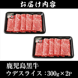 No.1127 (R-601) 鹿児島黒牛ウデスライスセット(300g×2P・計600g) 国産 九州産 牛肉 黒牛 黒毛和牛 和牛 ウデ スライス セット すき焼き 冷凍【さつま日置農協】