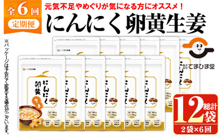 No.1285-B てまひま にんにく卵黄生姜(1袋 62粒入り・2袋×6回)  鹿児島 日置市 ニンニク 健康食品 栄養 元気 カプセル 安全安心 生姜 サプリ サプリメント 定期便 頒布会 【てまひま堂】