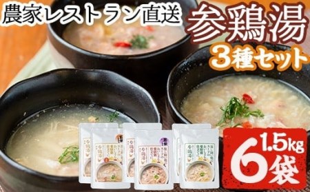 No.167 美山たまご王国サムゲタン3種6袋詰め合わせセット(250g×6、計1.5kg)【美山たまご王国】