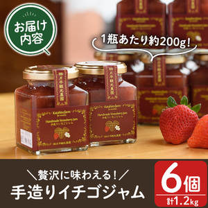 No.299 手造りイチゴジャム(約200g×6本) 国産 九州産 鹿児島県産 いちご イチゴ 苺 ジャム フルーツ 果物 手作り 手造り 調味料 小分け 贈答 プレゼント 着色料無添加 保存料無添加【片平観光農園】